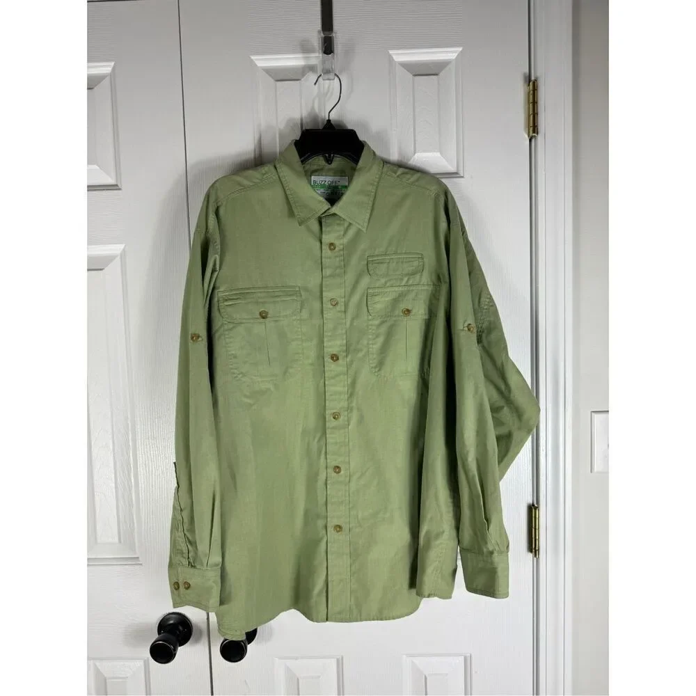 Orvis Buzz Off Insect Shield Mens Button Up Shirt Size L
